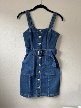 H&M Divided button up stretch denim mini dress size 0